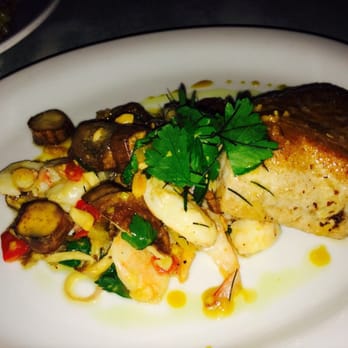 Poole's - Nc yellowfin tuna with poached shrimp and neon eggplant. - New American Near Me - Raleigh, North Carolina Poole's - Nc yellowfin tuna with poached shrimp and neon eggplant. - New American Near Me - Raleigh, North Carolina