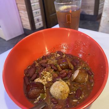 Angry Crab Shack - Red Beans & Rice with sausage pieces - Seafood Near Me - Atascocita, Texas