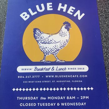 The Blue Hen Cafe - Hours of operation - Southern Near Me - Saint Augustine, Florida The Blue Hen Cafe - Hours of operation - Southern Near Me - Saint Augustine, Florida