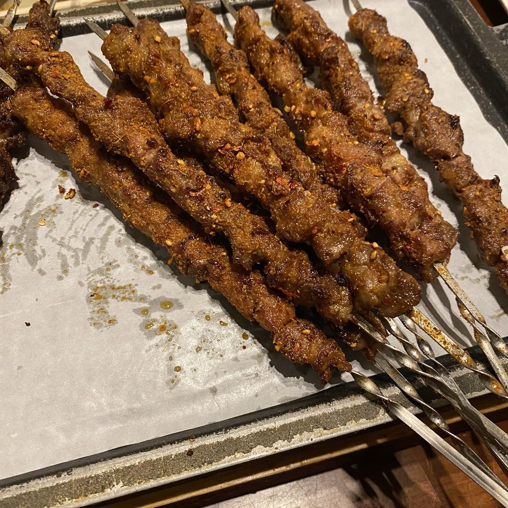 Lamb skewers cooked to perfection