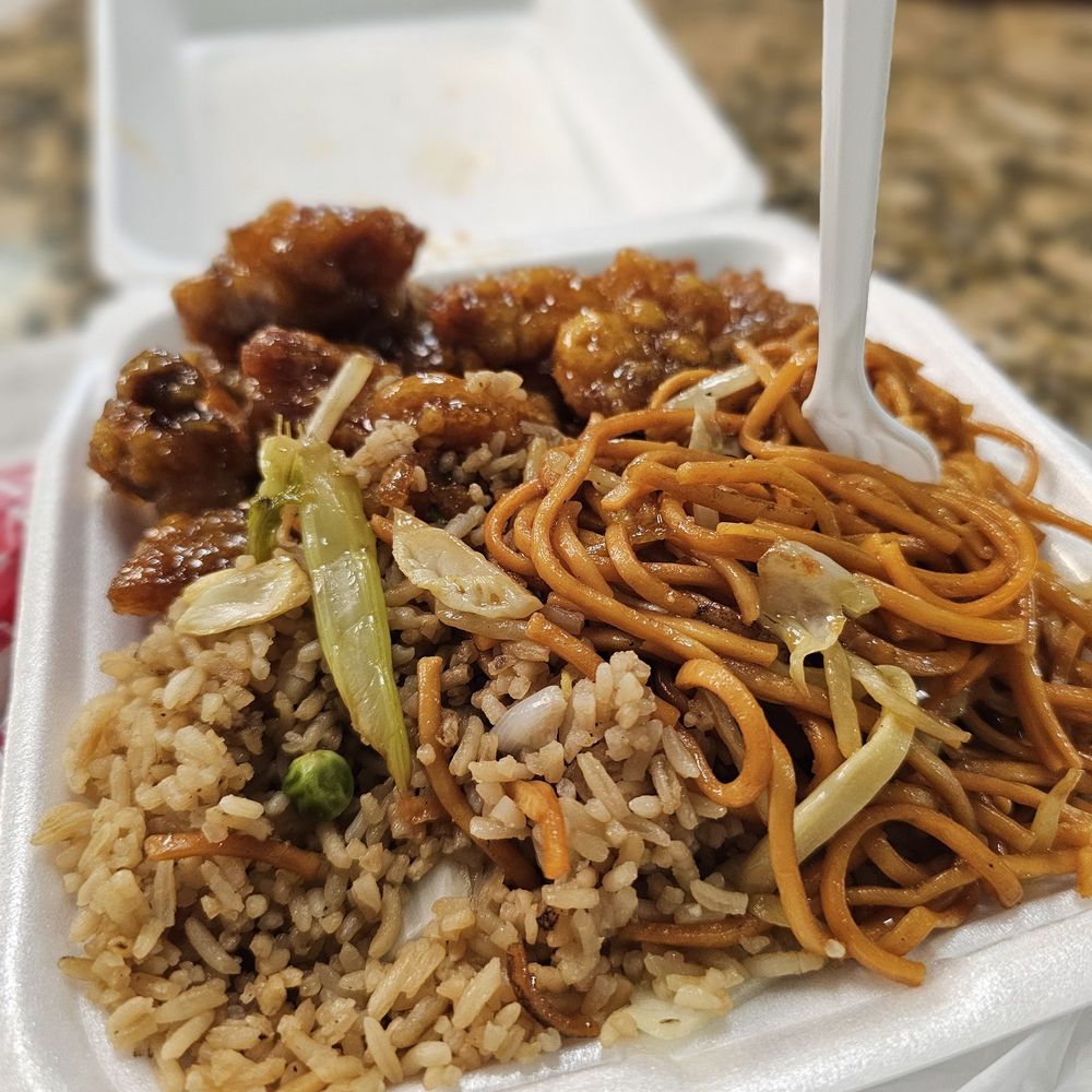 Hong Kong Express - Orange chicken half and half plate - Chinese Near Me - Carson, California Hong Kong Express - Orange chicken half and half plate - Chinese Near Me - Carson, California