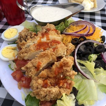 Sax's Joint - Chicken fried chicken salad (with some Cholua I added! ) - Breakfast & Brunch Near Me - Petaluma, California