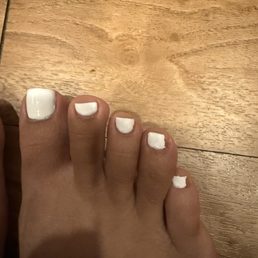 Chipped after three days. Crooked shaped toenails and the paint is lumpy.