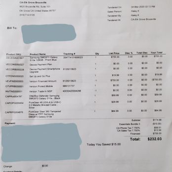 Verizon - Overcharged for a $155 for a Samsung Galaxy s10e. Expensive accessories that aren't worth the cost. - Mobile Phones Near Me - Elk Grove, California
