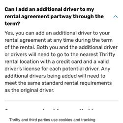 Thrifty Car Rental - Corporate websites states I can go to the nearest thrifty to add drivers, but Shamus says I can't