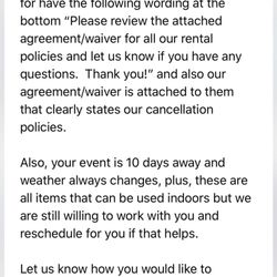 Dallas Event Rentals - Them trying to convince me not to cancel instead of just refunding.