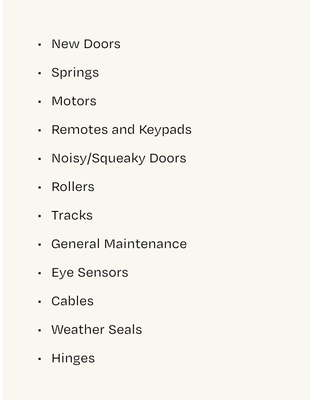 Services Offered - At Impact Garage Doors, we offer a comprehensive range of services and products for the installation, repair, and maintenance of various garage doors. Our seasoned professionals ensure excellent service for all customers. We prioritize delivering a high-quality experience. Our team is readily available to address any questions or concerns about the style, material, or functionality of garage doors at your home or business. Services Offered - At Impact Garage Doors, we offer a comprehensive range of services and products for the installation, repair, and maintenance of various garage doors. Our seasoned professionals ensure excellent service for all customers. We prioritize delivering a high-quality experience. Our team is readily available to address any questions or concerns about the style, material, or functionality of garage doors at your home or business.