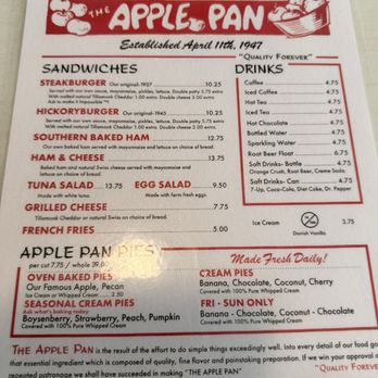 The Apple Pan - Recent Menu - Burgers Near Me - Los Angeles, California The Apple Pan - Recent Menu - Burgers Near Me - Los Angeles, California