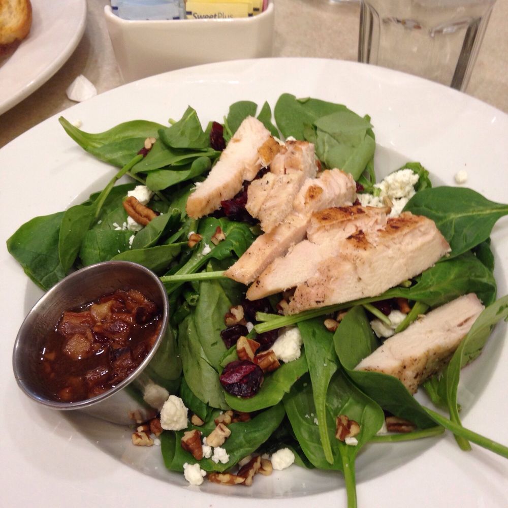 Wild Eggs - Spinach chicken salad with hot bacon dressing - Breakfast & Brunch Near Me - Carmel, Indiana Wild Eggs - Spinach chicken salad with hot bacon dressing - Breakfast & Brunch Near Me - Carmel, Indiana