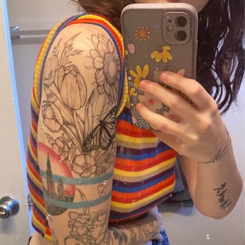 Incognito Tattoo - She did all the black ink flowers and butter fly. - Tattoo Near Me - Los Angeles, California