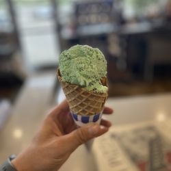 Wild Cow Coffee & Cream - Mint chip hard scoop with waffle cone