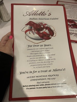 Menu photo 2 Alletto's Restaurant Lindenhurst, NY Menu photo 2 Alletto's Restaurant Lindenhurst, NY