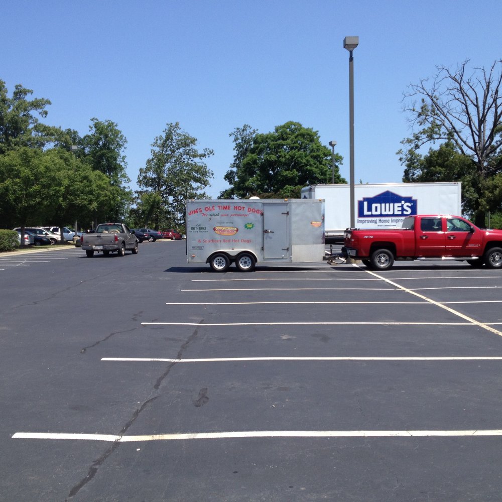 Jim's Ole Time - Jim's Truck and Trailer in the lot. Nice advertising. - Hot Dogs Near Me - Cary, North Carolina