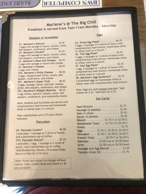 Menu photo 3 Marlene's@the Big Chill Graham, TX