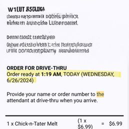 Receipt of Order