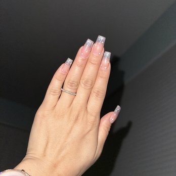 All Star Nails - Full set with glitter hombre and design - Nail Salons Near Me - Ventura, California