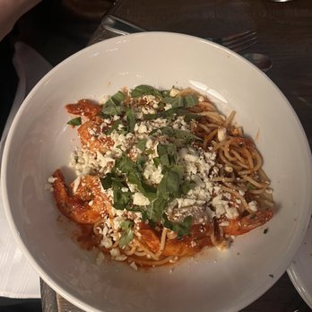 Parizade - Spaghetti with shrimp and feta - Mediterranean Near Me - Durham, North Carolina