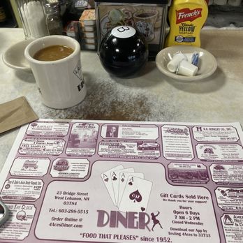 Four Aces Diner - Magic 8 Ball at your seat - Diners Near Me - West Lebanon, New Hampshire Four Aces Diner - Magic 8 Ball at your seat - Diners Near Me - West Lebanon, New Hampshire