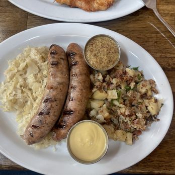 The Schnitzel Garten - Brats with mustard & sourkraut - German Near Me - Eagle, Idaho The Schnitzel Garten - Brats with mustard & sourkraut - German Near Me - Eagle, Idaho
