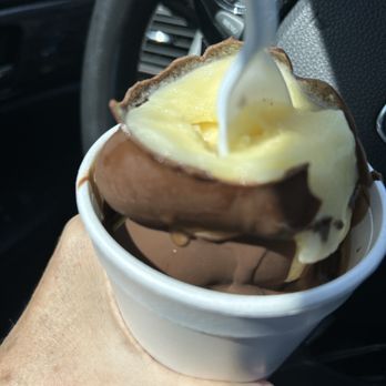 Iguana Island Treats - Couldn't wait!!! Had to take a few bites!!! Vanilla whip with chocolate dip, in a cup - Shaved Ice Near Me - Tulsa, Oklahoma Iguana Island Treats - Couldn't wait!!! Had to take a few bites!!! Vanilla whip with chocolate dip, in a cup - Shaved Ice Near Me - Tulsa, Oklahoma