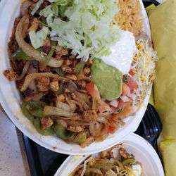 Chicken fajita plate & tacos