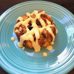 Sweet Biscuit Inn - Bread pudding with vanilla sauce.
