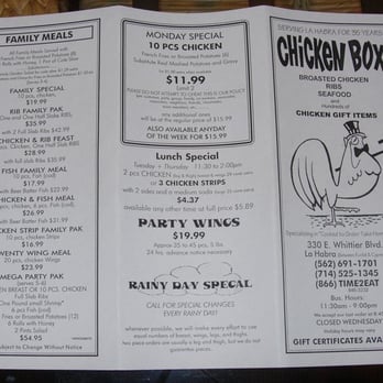Chicken Box - Chicken Box Menu - Front - Seafood Near Me - La Habra, California