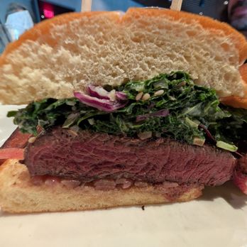 Doc B's Restaurant + Bar - Close up of the West Coast Steak Sandwich - New American Near Me - Austin, Texas