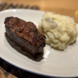 BJ's Restaurant & Brewhouse - TriTip with white cheddar mashed potatoes.