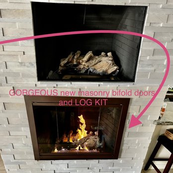 FireplaceFix - Gorgeous 24 inch log kit with new Masonary bifold glass door assembly - Fireplace Services Near Me