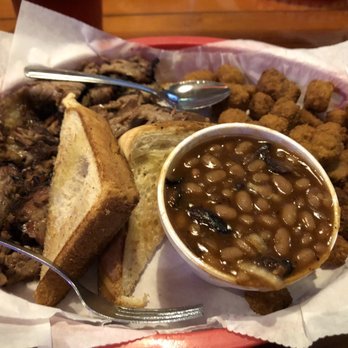Porky's BBQ - Brisket, baked beans, fried okra, and Texas toast - Barbeque Near Me - Paoli, Indiana