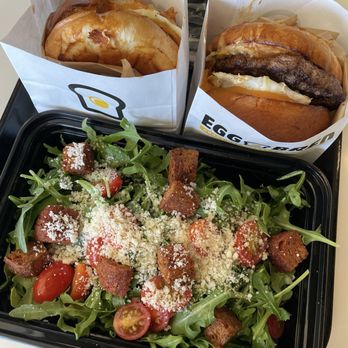 Eggbred - Arugula Salad and EggBred Cheeseburger - Breakfast & Brunch Near Me - La Habra, California Eggbred - Arugula Salad and EggBred Cheeseburger - Breakfast & Brunch Near Me - La Habra, California