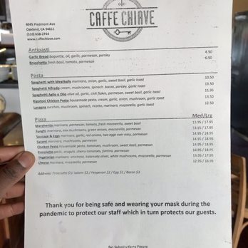 Caffe Chiave - Food menu - Coffee & Tea Near Me - Oakland, California