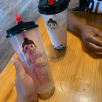 HI TEA X COFFEE TREE - Left: Strawberry Boom w/ Mango Jelly Right: Green Milk Tea with Boba - Coffee & Tea Near Me - Edmond, Oklahoma HI TEA X COFFEE TREE - Left: Strawberry Boom w/ Mango Jelly Right: Green Milk Tea with Boba - Coffee & Tea Near Me - Edmond, Oklahoma
