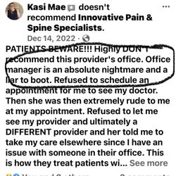Innovative Pain & Spine Specialists - Hilights of awful behavior