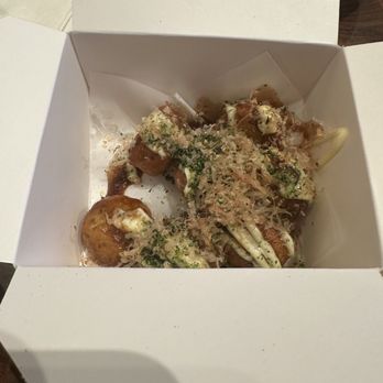 Oishii Donburi - Takoyaki (half eaten) - Japanese Near Me - Pittsburgh, Pennsylvania Oishii Donburi - Takoyaki (half eaten) - Japanese Near Me - Pittsburgh, Pennsylvania