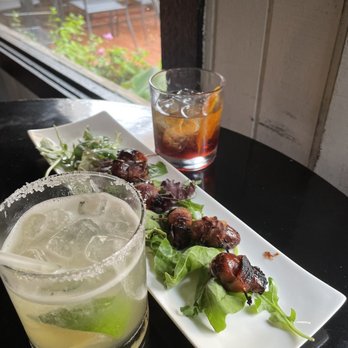 Verde Bistro - Margarita, Bulverde Verde (drink) and Bacon Wrapped Dates. - Tapas Bars Near Me - Bulverde, Texas Verde Bistro - Margarita, Bulverde Verde (drink) and Bacon Wrapped Dates. - Tapas Bars Near Me - Bulverde, Texas