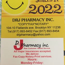 DrJ Pharmacy - (I don't work here.). These are the hours. Call first if you're going in for notary to check if the person is in.