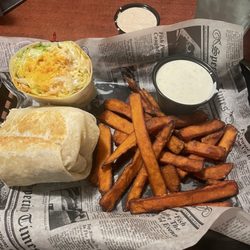 Jimmy's Roadhouse - Buffalo Chicken Wrap with Sweet Potato Fries