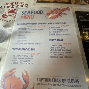 Captain Crab - Seafood Combo Menu - Cajun/Creole Near Me - Clovis, California