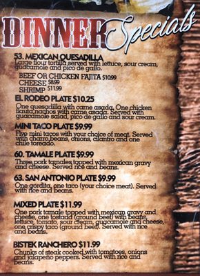 Menu photo 3 El Rodeo Lampasas, TX