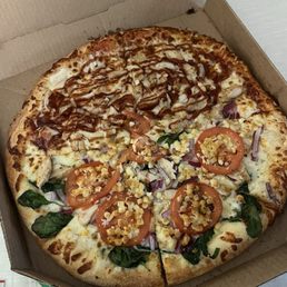 Half bqq chicken & half White Cheezy Half bqq chicken & half White Cheezy
