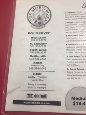 Menu photo 4 Odd Moe's Pizza Salem, OR