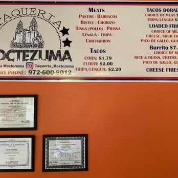 Taqueria Moctezuma - Menu zoomed - Tacos Near Me - Irving, Texas Taqueria Moctezuma - Menu zoomed - Tacos Near Me - Irving, Texas