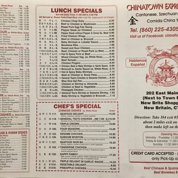 Chinatown Express Kitchen - Menu front - Chinese Near Me - New Britain, Connecticut Chinatown Express Kitchen - Menu front - Chinese Near Me - New Britain, Connecticut