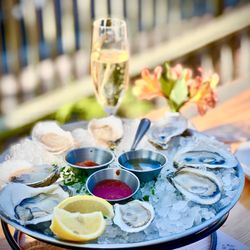 19 Raw - Oyster Sampler and a glass of Cava