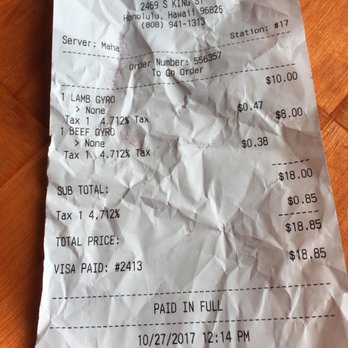 Da Spot - Ordered at 12:14 and received at 12:51pm on Friday. The manager at this place is Aku. - Mediterranean Near Me - Honolulu, Hawaii