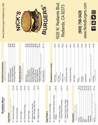 Menu photo 2 Nick's Burgers Redlands, CA Menu photo 2 Nick's Burgers Redlands, CA