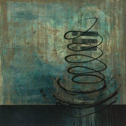 Lorraine Lawson Fine Arts - "Silver Lining" 48x48 Mixed Media on Gallery wrapped canvas