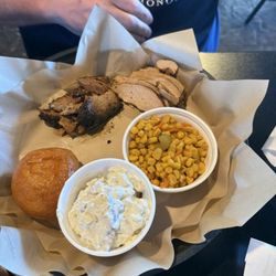 JC's Bar-B-Q Place - Brusquely, chicken, potato salad (mayonnaise) corn